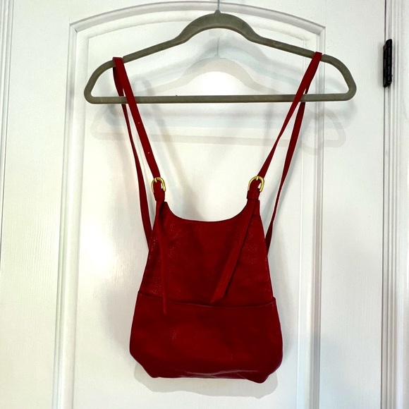 Red Leather Backpack style purse - Picture 3 of 5